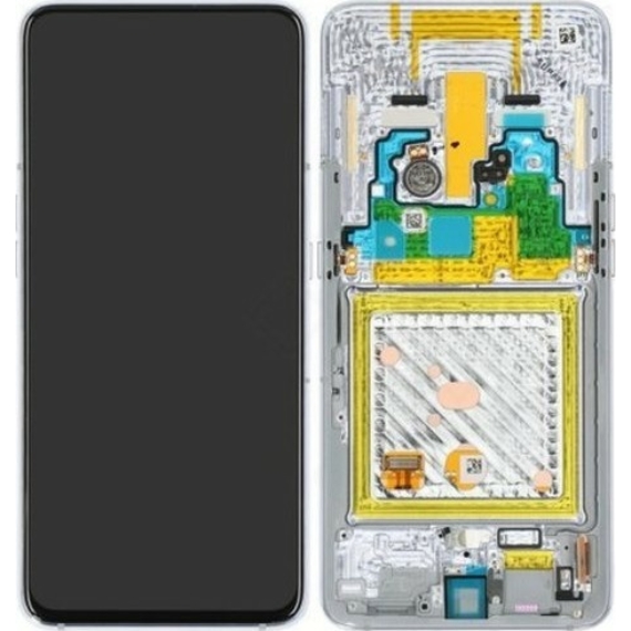 Samsung A80 gyári keretes LCD - kijelző fekete/GH82-20348A 