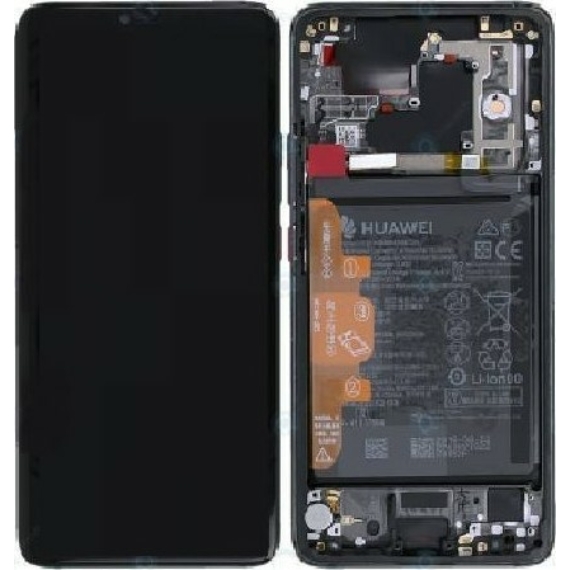 Huawei Mate 20 Pro gyári keretes fekete OLED/LCD kijelző, Akkumulátorral/02352FRL
