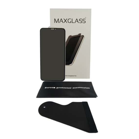 Maxglass kijelzővédő fólia/3D lekerekített szélek/extra minőség és erősség/ simítóval-privacy