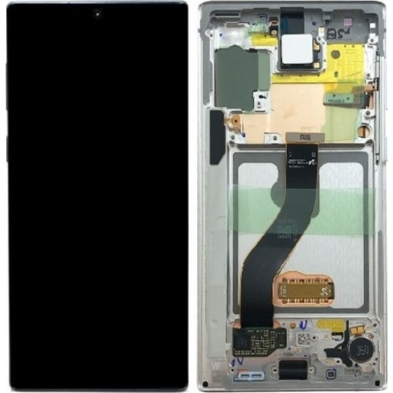 Samsung Note 10 gyári keretes LCD - kijelző fehérGH82-20818B