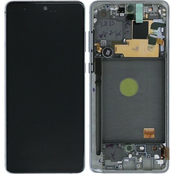 Samsung Note 10 Lite gyári keretes LCD - kijelző ezüst/GH82-22055B