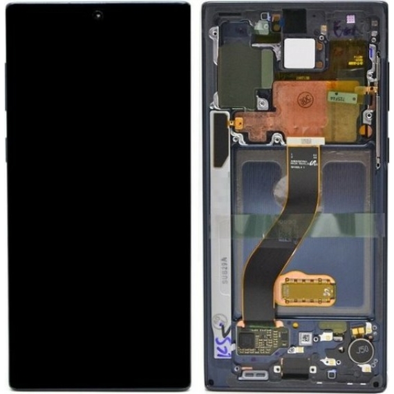 Samsung Note 10 Plus gyári keretes LCD - kijelző fekete/GH82-20838A 