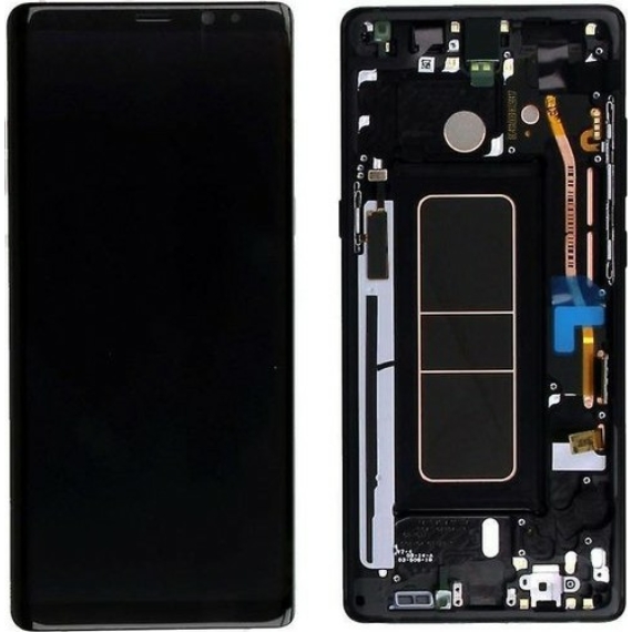 Samsung Note 8 gyári keretes LCD - kijelző fekete/GH97-21065A