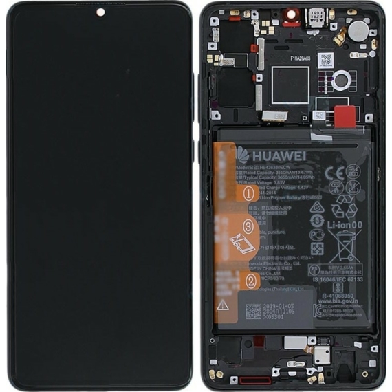 Huawei P30 gyári keretes LCD-Kijelző fekete/02354HLT 