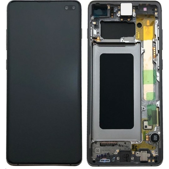 Samsung S10 gyári keretes LCD - kijelző fekete/GH82-18849A