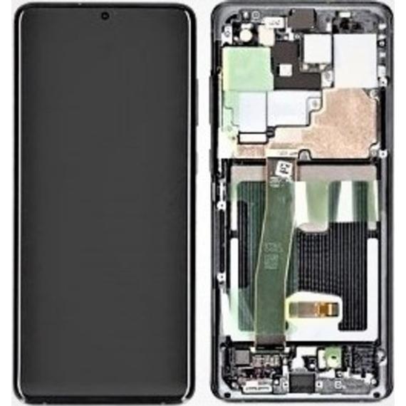 Samsung S20 Ultra gyári keretes LCD - kijelző fekete/GH82-26032A