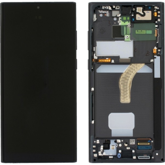 Samsung S22 Ultra gyári keretes LCD - kijelző fekete/GH82-27488A