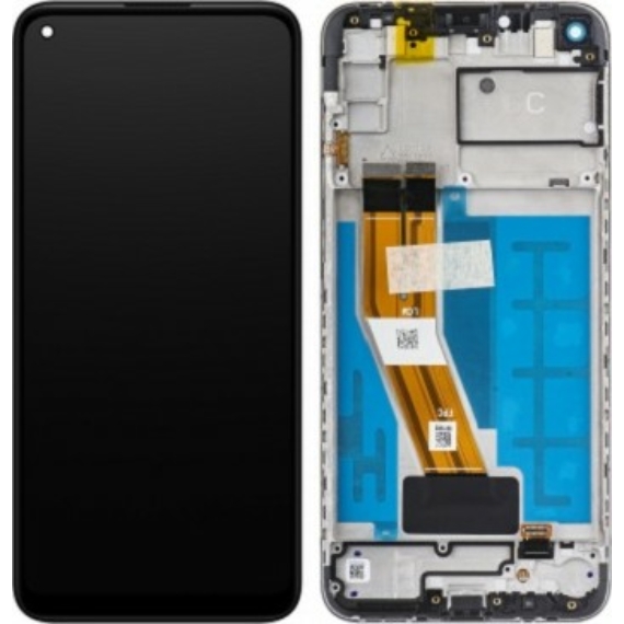 Samsung A11 gyári keretes LCD - kijelző fekete/GH81-18760A
